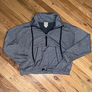 Wesley Bandier Striped Pullover Half-Zip Sweatshirt Small Blue White Athleisure